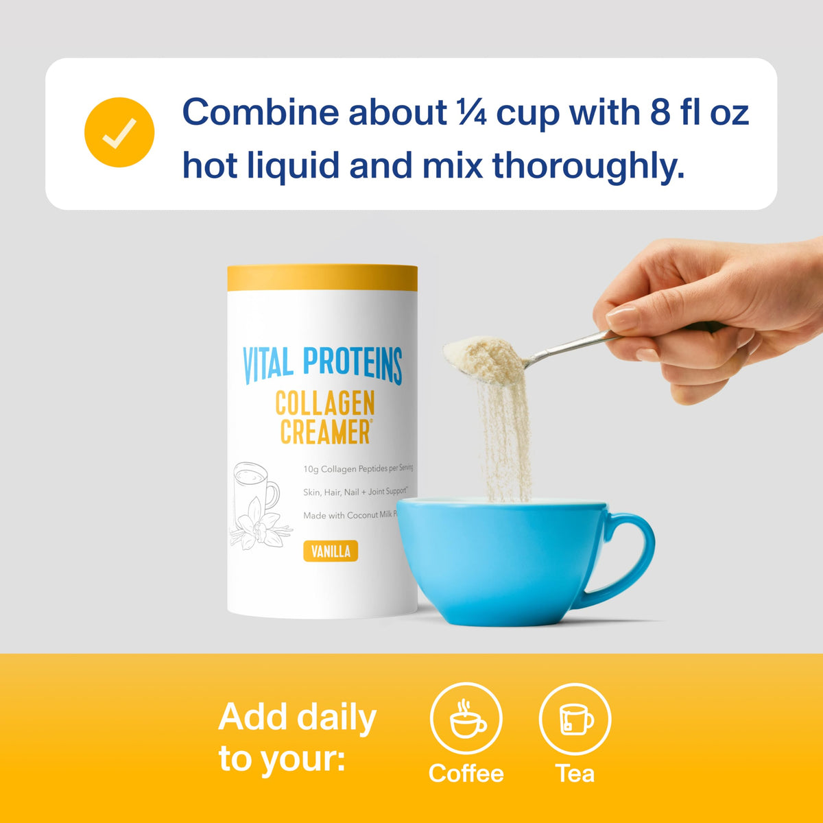 Portion de Vital Proteins Poudre de Collagène Peptides