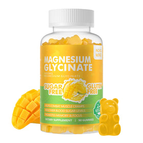 Pot de 90 gummies de magnésium glycinate Novomins au goût de mangue-ananas