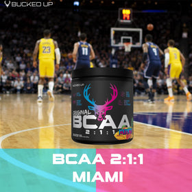 Pot de Bucked Up BCAA 2:1:1 sur un plan de travail