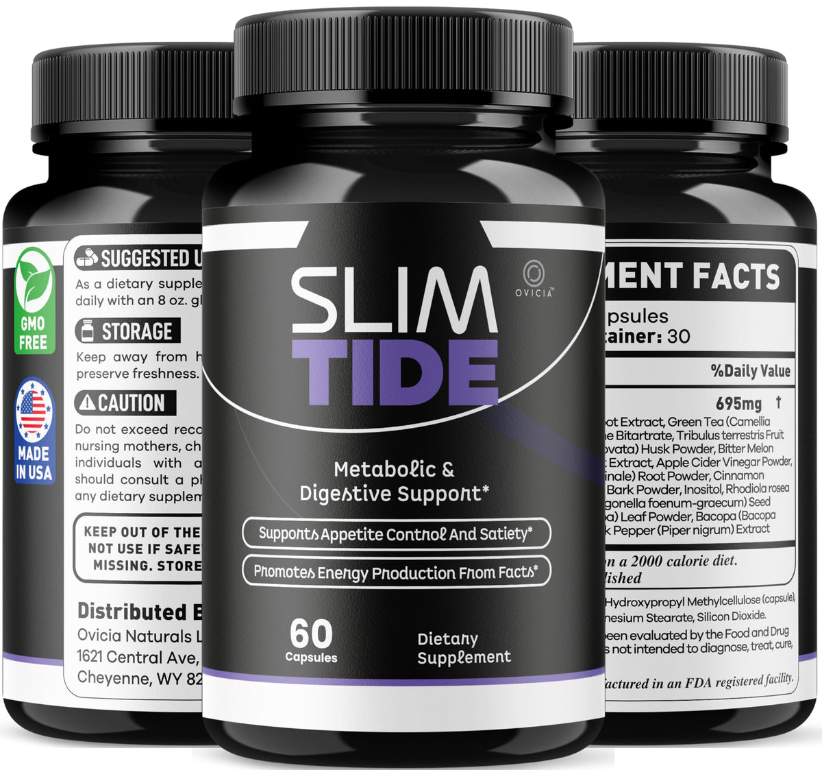 Pot de Capsules Slimtide d'OVICIA sur fond neutre