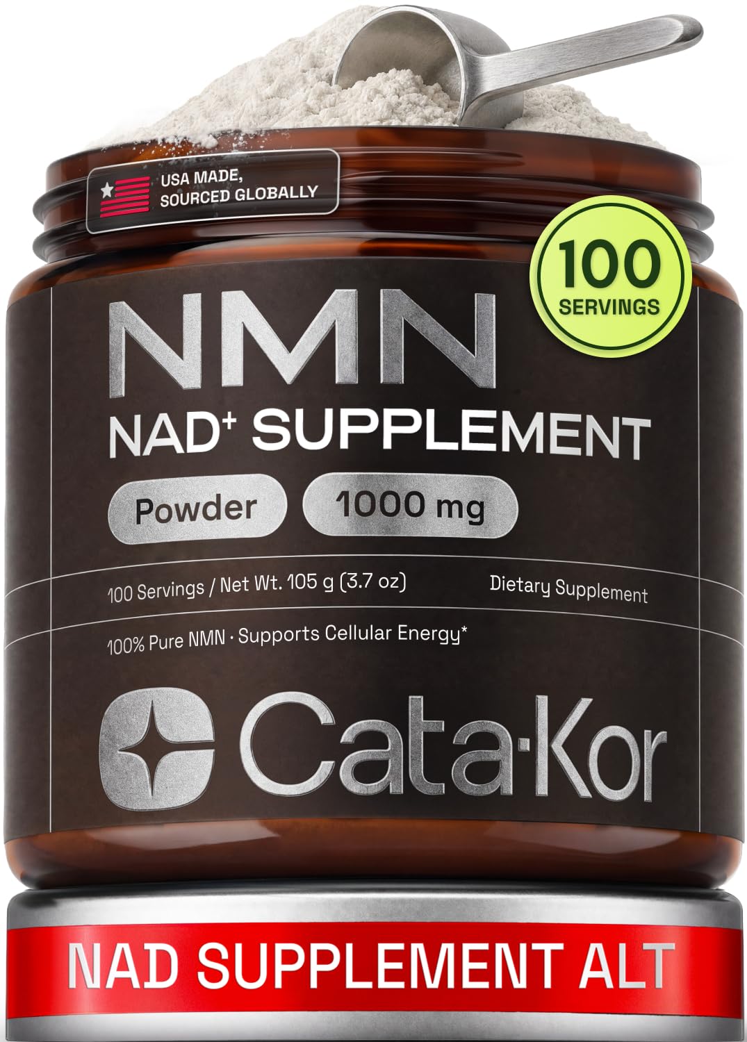 Pot de Cata-Kor NMN 1000 mg en poudre vue de face