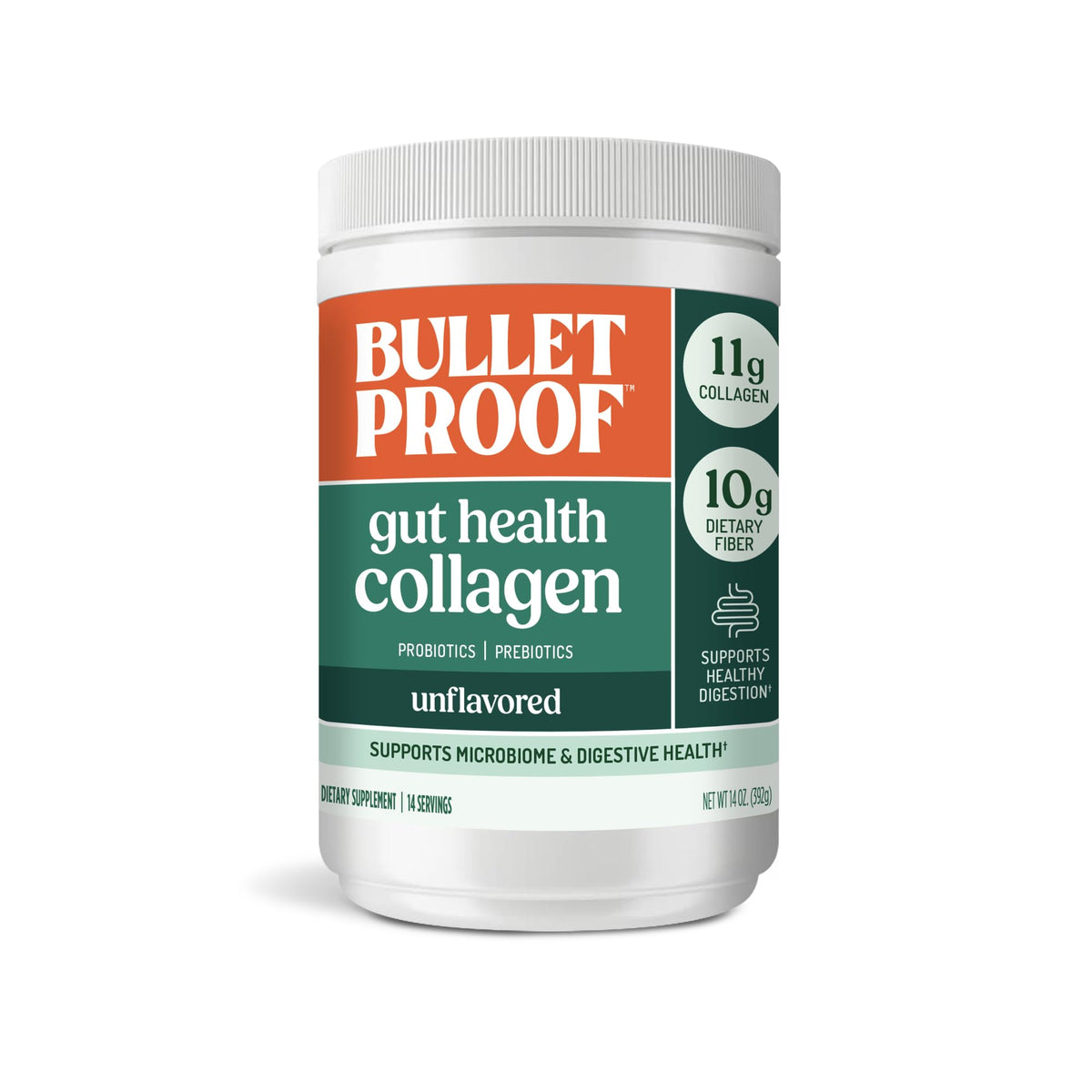 Pot de collagène non aromatisé Bulletproof de 440g, vue de face