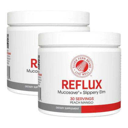 Pot de complément alimentaire Reflux Silver Fern avec saveur pêche mangue