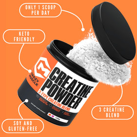 Pot de Crazy Muscle Poudre de Créatine Monohydrate 5000mg avec couvercle