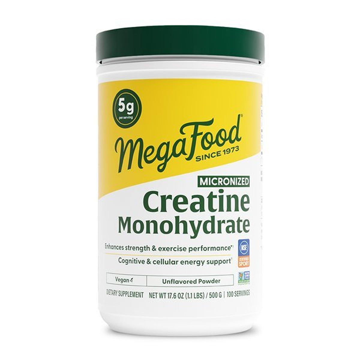 Pot de créatine monohydrate MegaFood 500g vue de face
