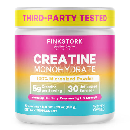 Pot de créatine monohydrate Pink Stork 222g vue de face