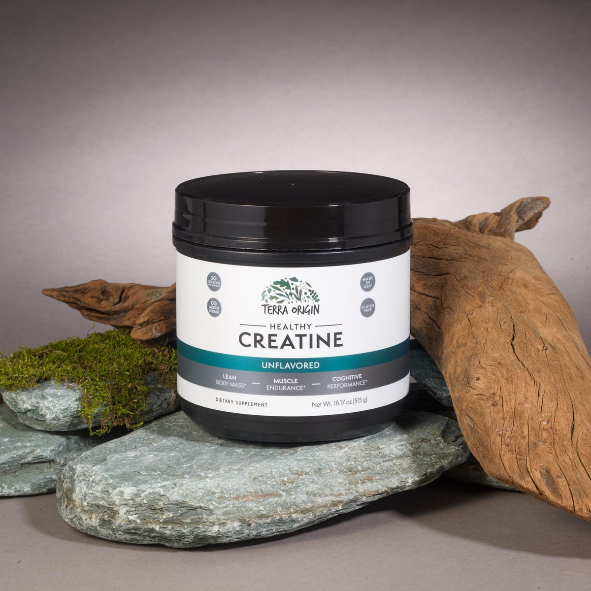 Pot de créatine monohydrate TERRA ORIGIN ouvert