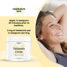 Pot de crème de mélatonine 3mg de Supplement Spot sur fond blanc