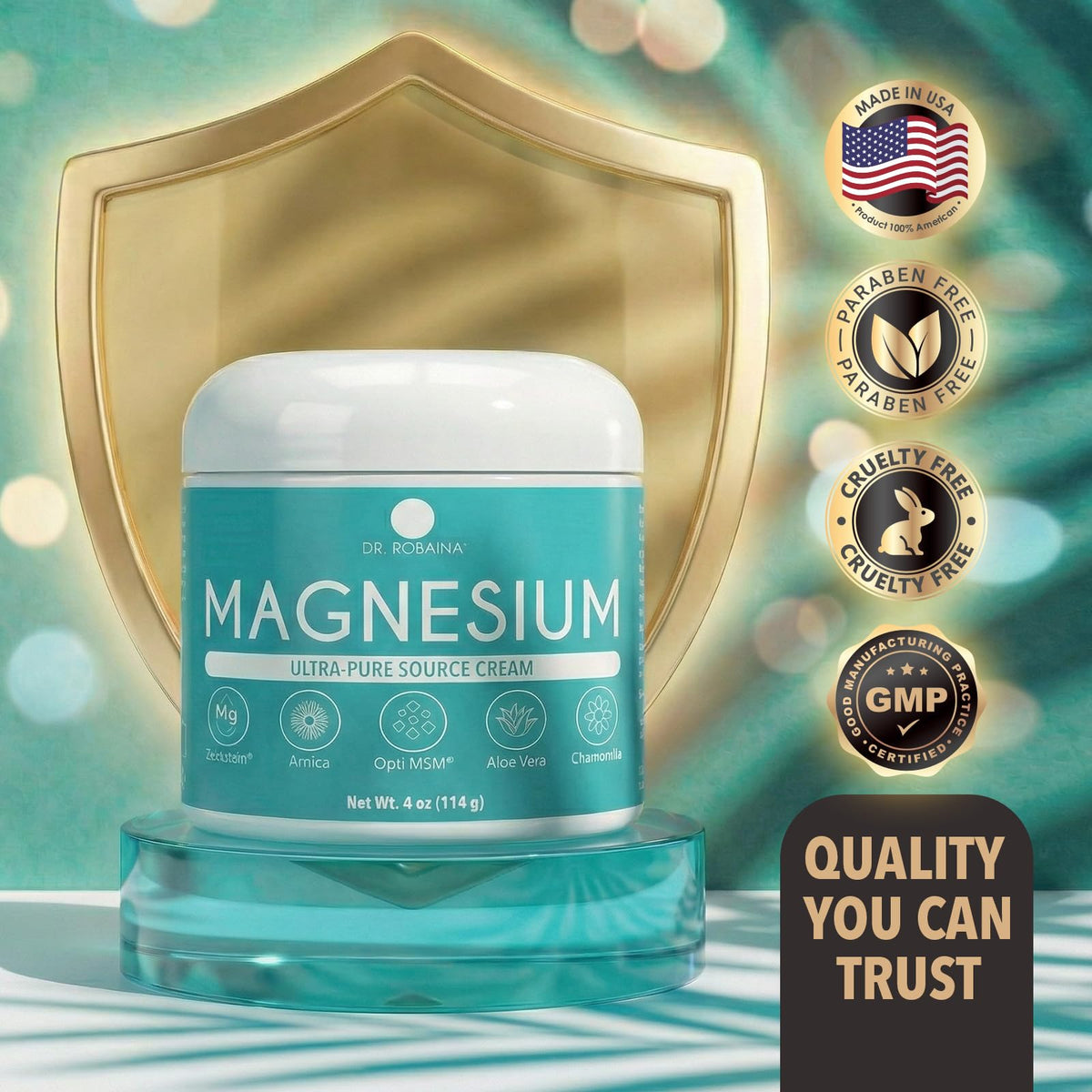 Pot de crème magnésium Dr. Robaina 313g avec arnica
