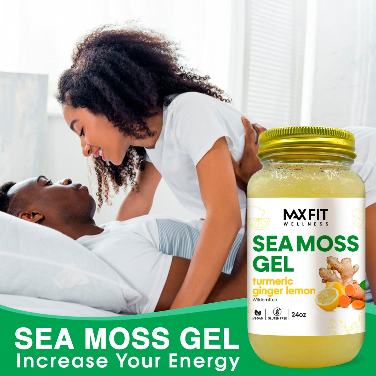 Pot de gel d'algues maritimes MAX FIT avec étiquette visible