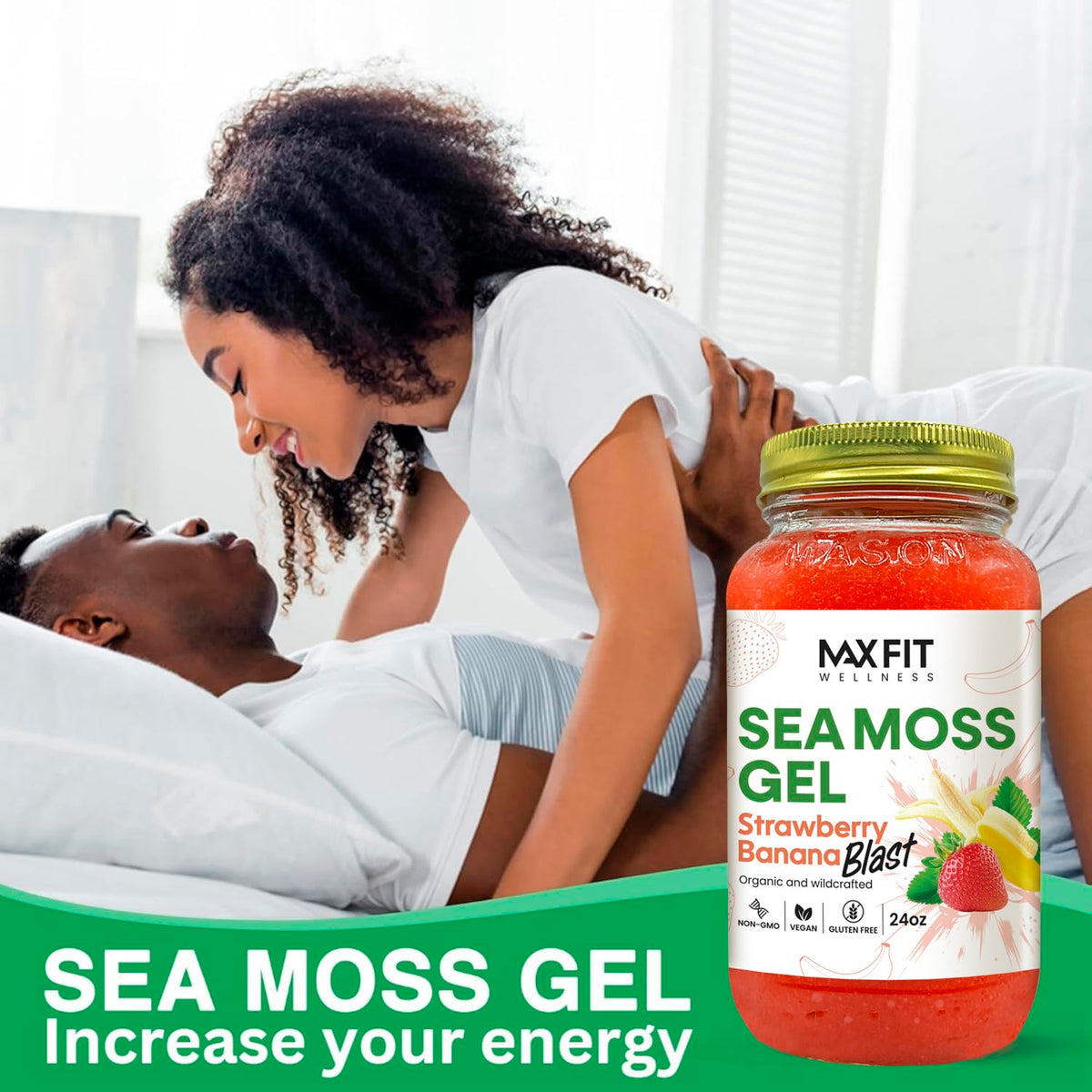 Pot de Gel d'Algues Maritimes MAX FIT sur une table avec des ingrédients