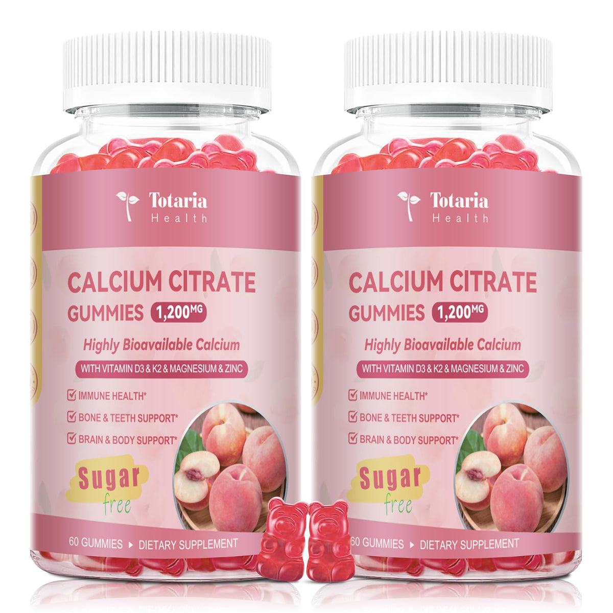 Pot de gummies au calcium citrate Totaria 1200 mg vue de face