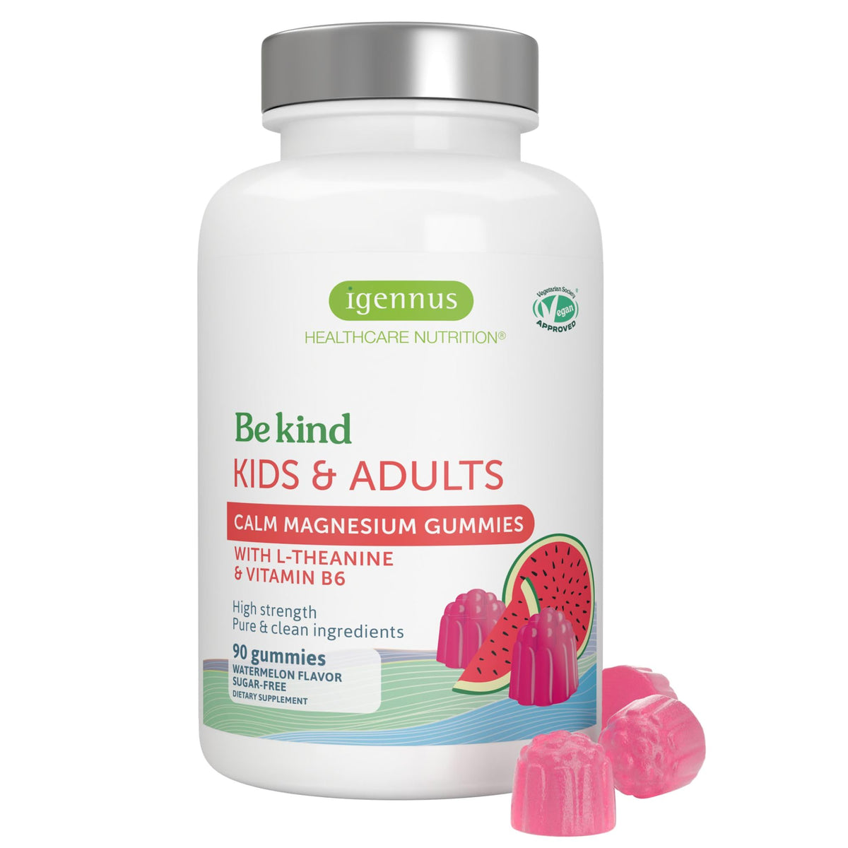 Pot de gummies au magnésium Igennus Calm 90 pastilles pastèque