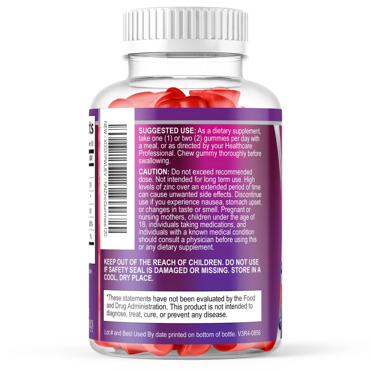 Pot de gummies au zinc Nature's Nutrition ouvert