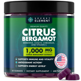 Pot de Gummies Bergamote Citron 1000MG de Secret Element, 60 gummies