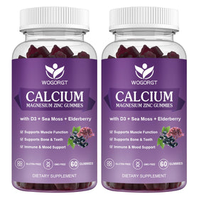 Pot de gummies Calcium Magnésium Zinc WOGORGT 60 pièces vue de face