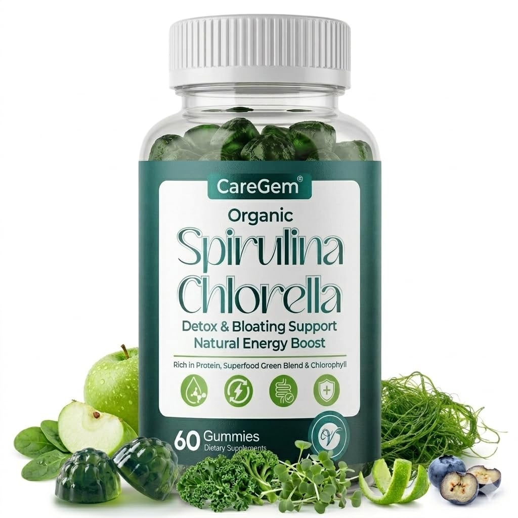 Pot de gummies CareGem Super Greens avec Spiruline et Chlorelle
