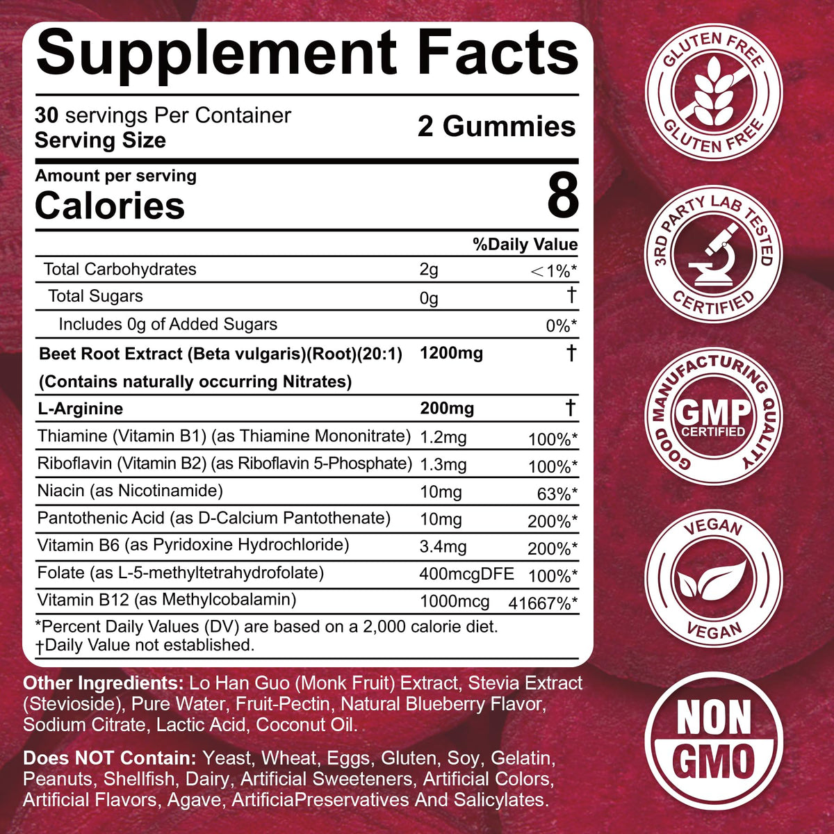 Pot de gummies de betterave Nextdia, 120 gummies