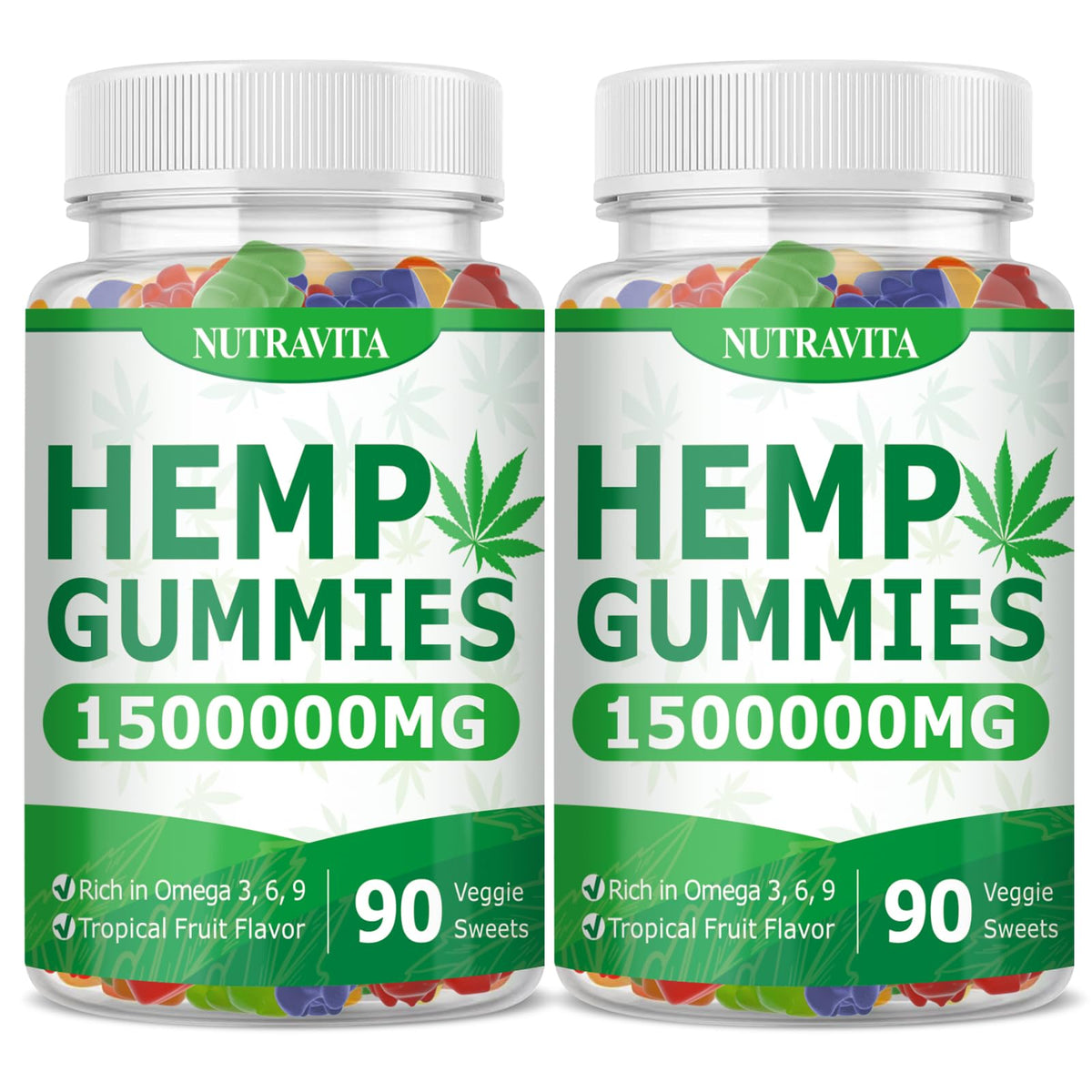 Pot de gummies de chanvre Nutravita 180 bonbons
