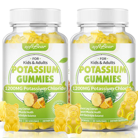 Pot de gummies de chlorure de potassium softbear 1200mg, goût ananas