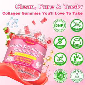 Pot de gummies de collagène Sijigood avec étiquette visible