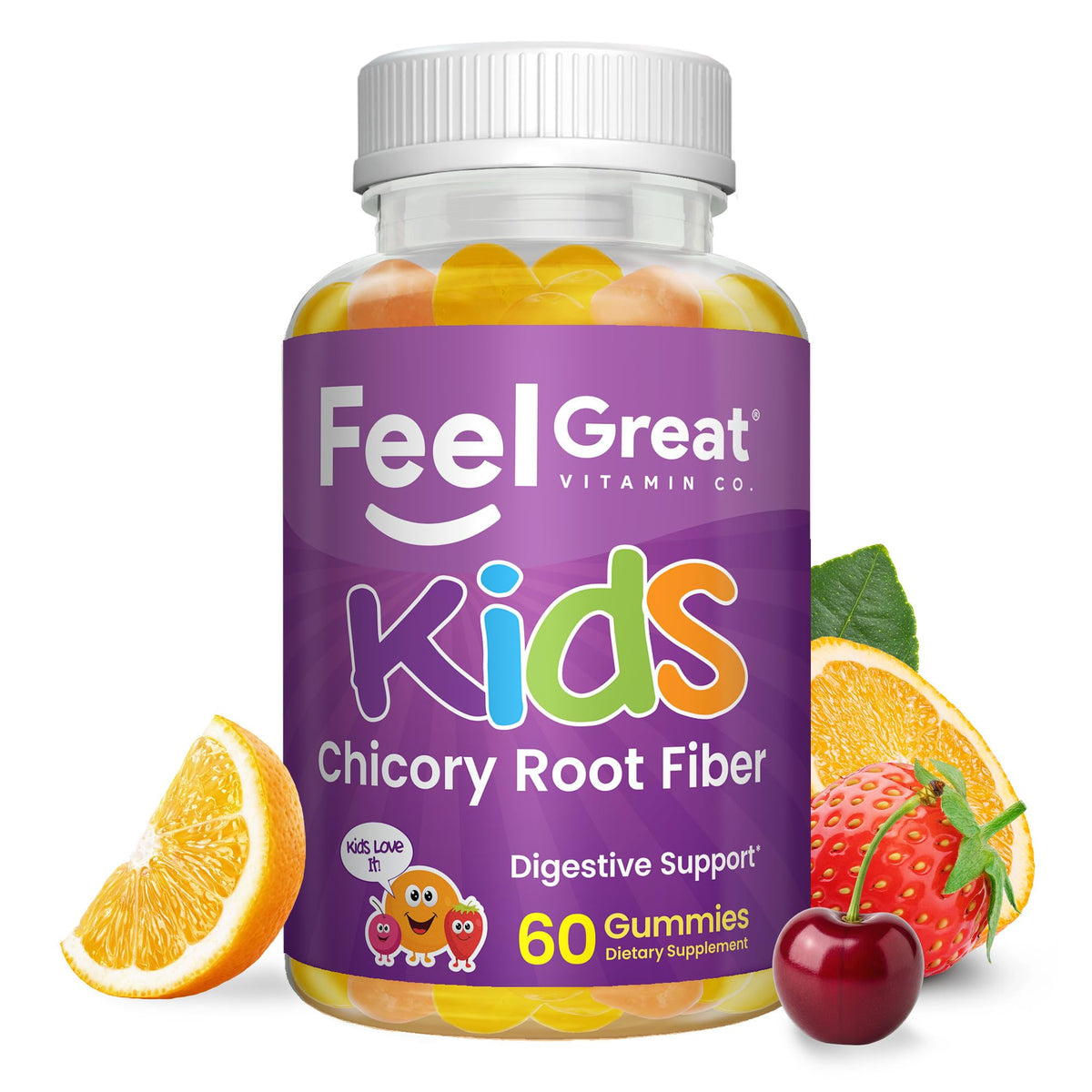 Pot de Gummies de Fibre pour Enfants The Feel Great Vitamin Company avec 60 gummies