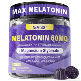Pot de gummies de mélatonine NEVISS 60mg, 60 Ct