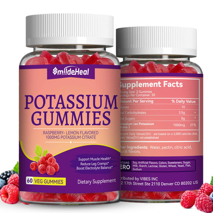 Pot de Gummies de Potassium SmildeHeal 1000mg vue de face