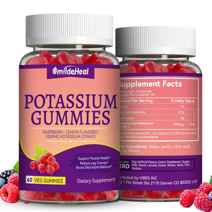 Pot de Gummies de Potassium SmildeHeal 1000mg vue de face