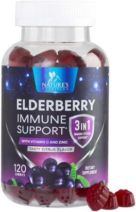 Pot de gummies de sureau Nature's Nutrition 120 unités