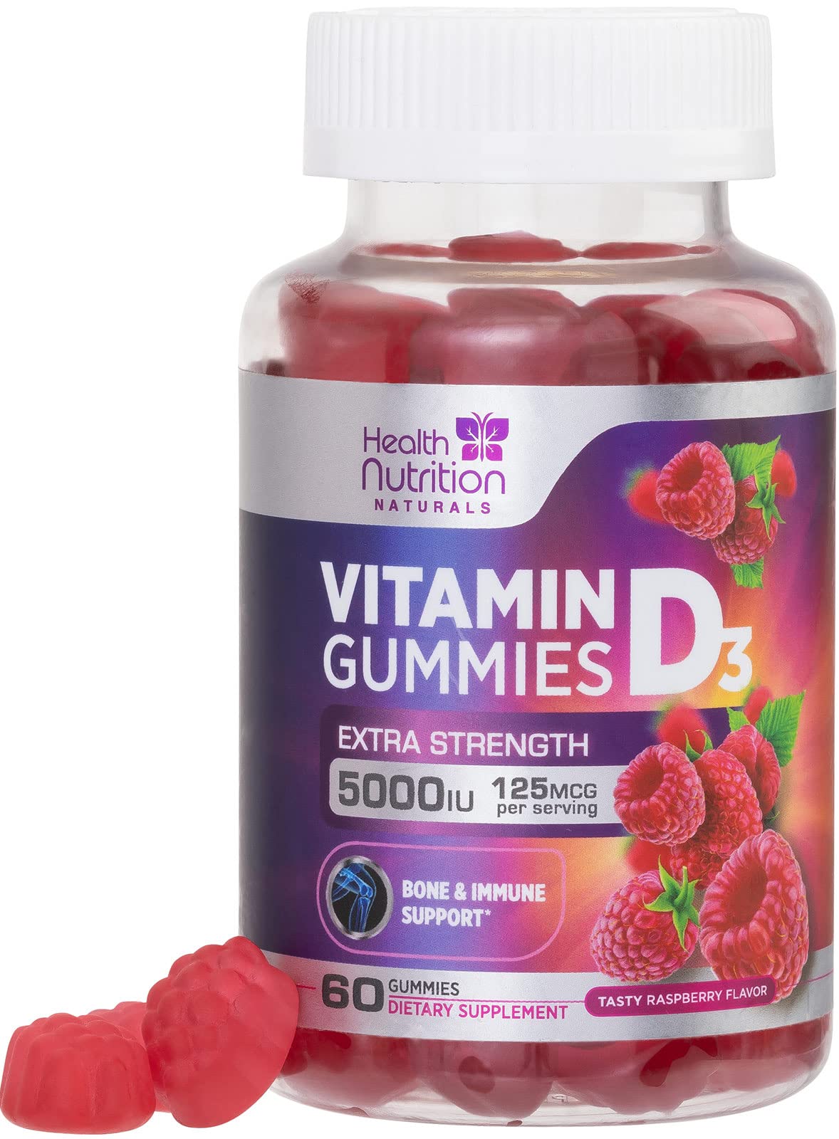 Pot de gummies de vitamine D3 125 mcg - 60 gummies