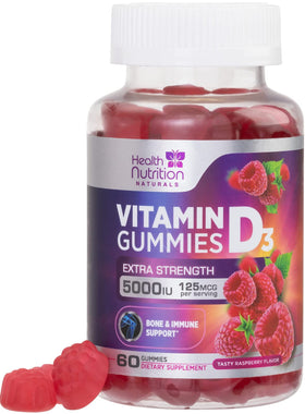 Pot de gummies de vitamine D3 125 mcg - 60 gummies