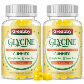 Pot de gummies Glycine GREABBY avec 60 gummies à la saveur ananas
