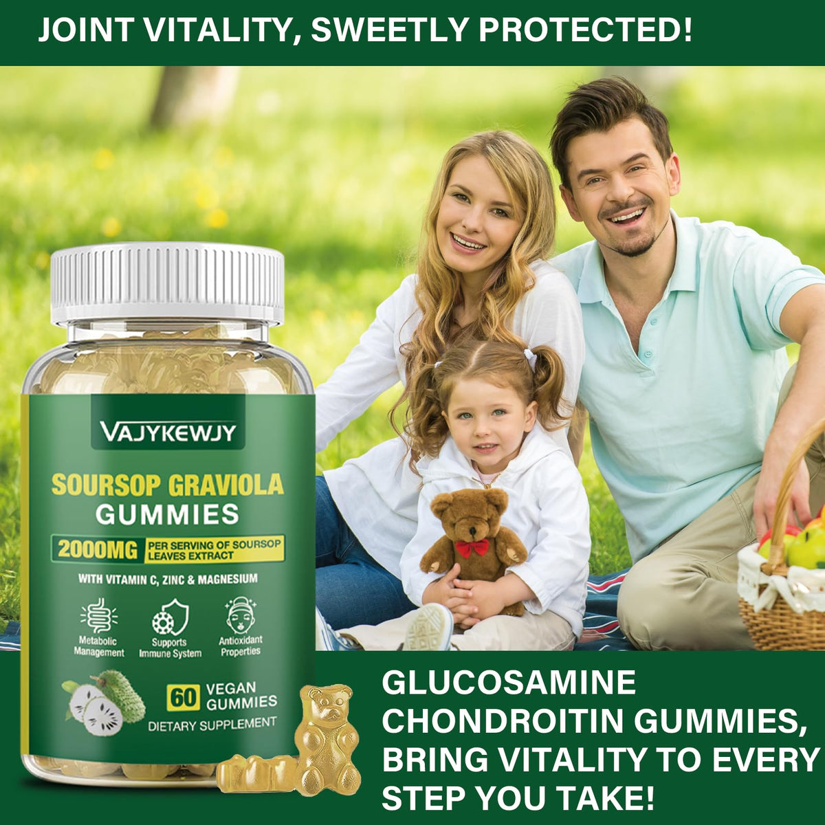 Pot de gummies Graviola Soursop VAJYKEWJY ouvert