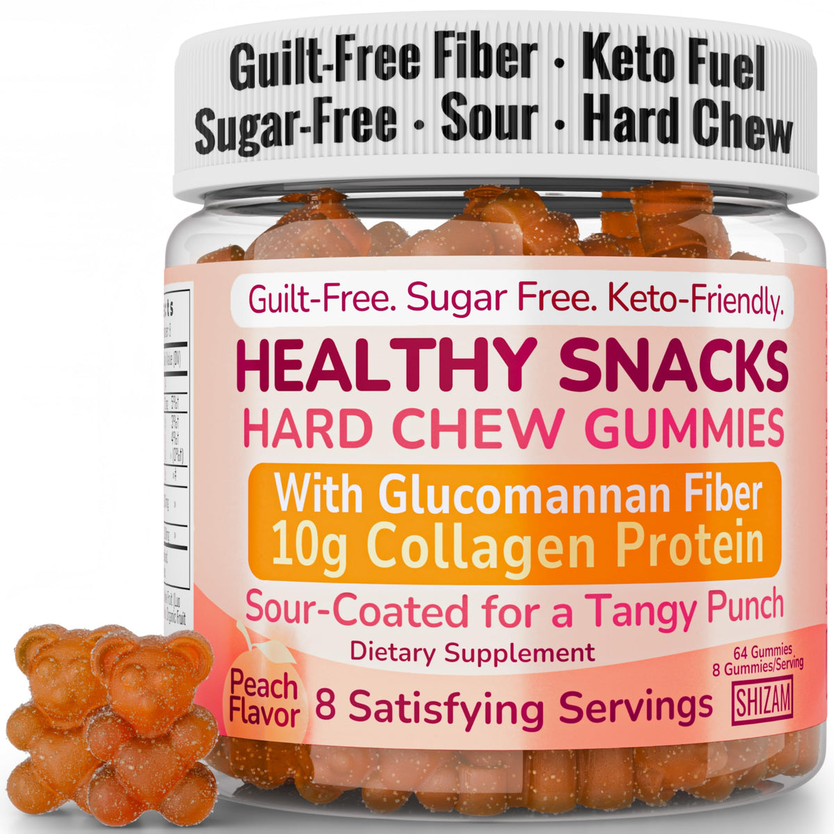 Pot de gummies keto SHIZAM au collagène bovin de 249g