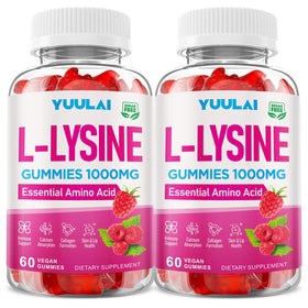 Pot de gummies L-Lysine 1000mg YUULAI, 120 pièces, saveur framboise