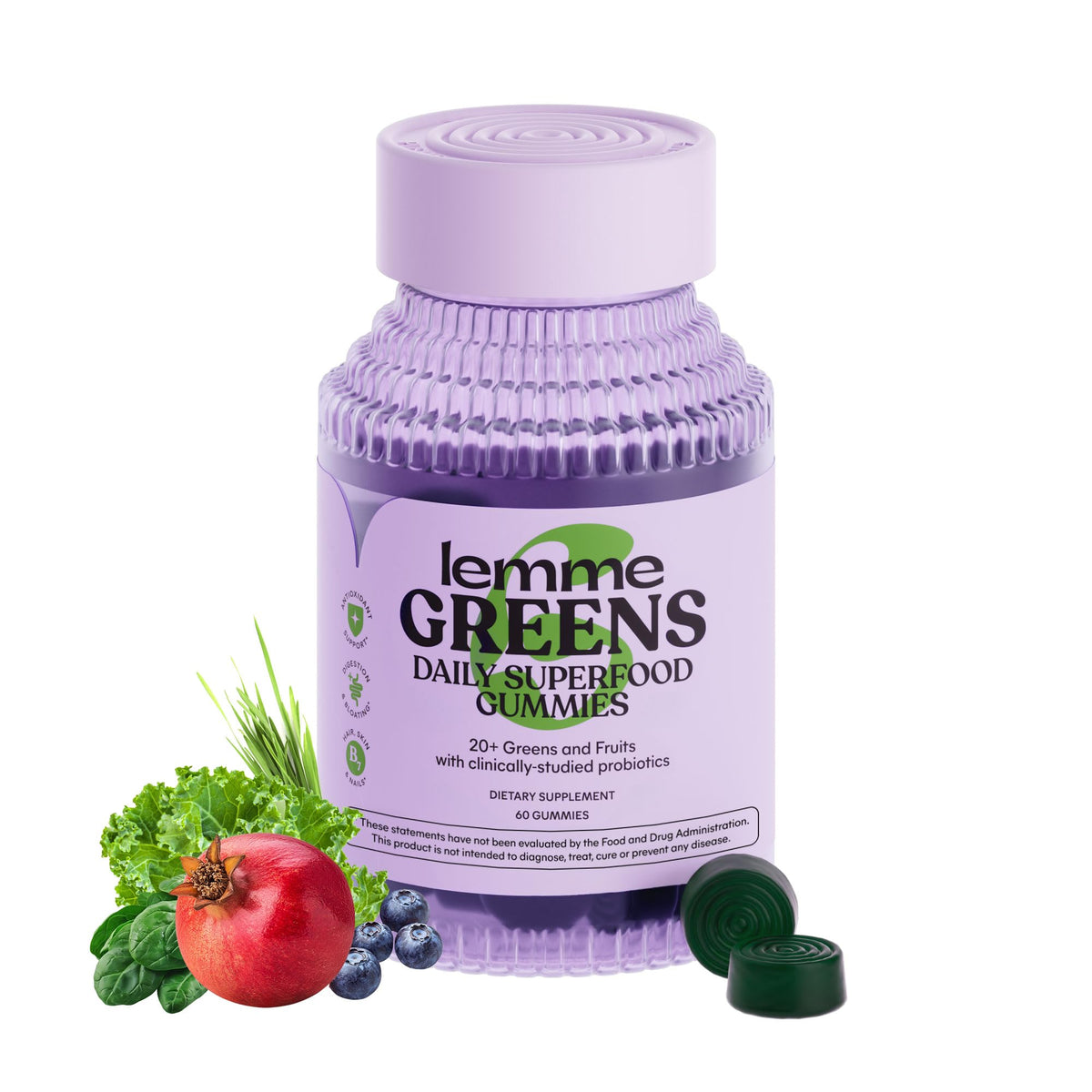 Pot de gummies Lemme Superfood 30 jours, 281g, vue de face