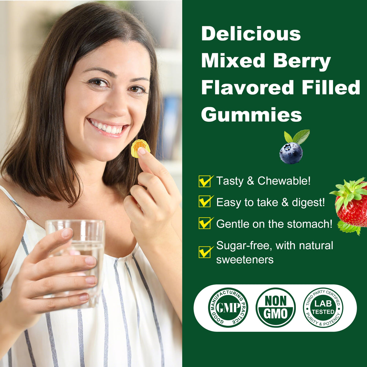Pot de gummies LILICARE ouvert, montrant les gummies à l'intérieur