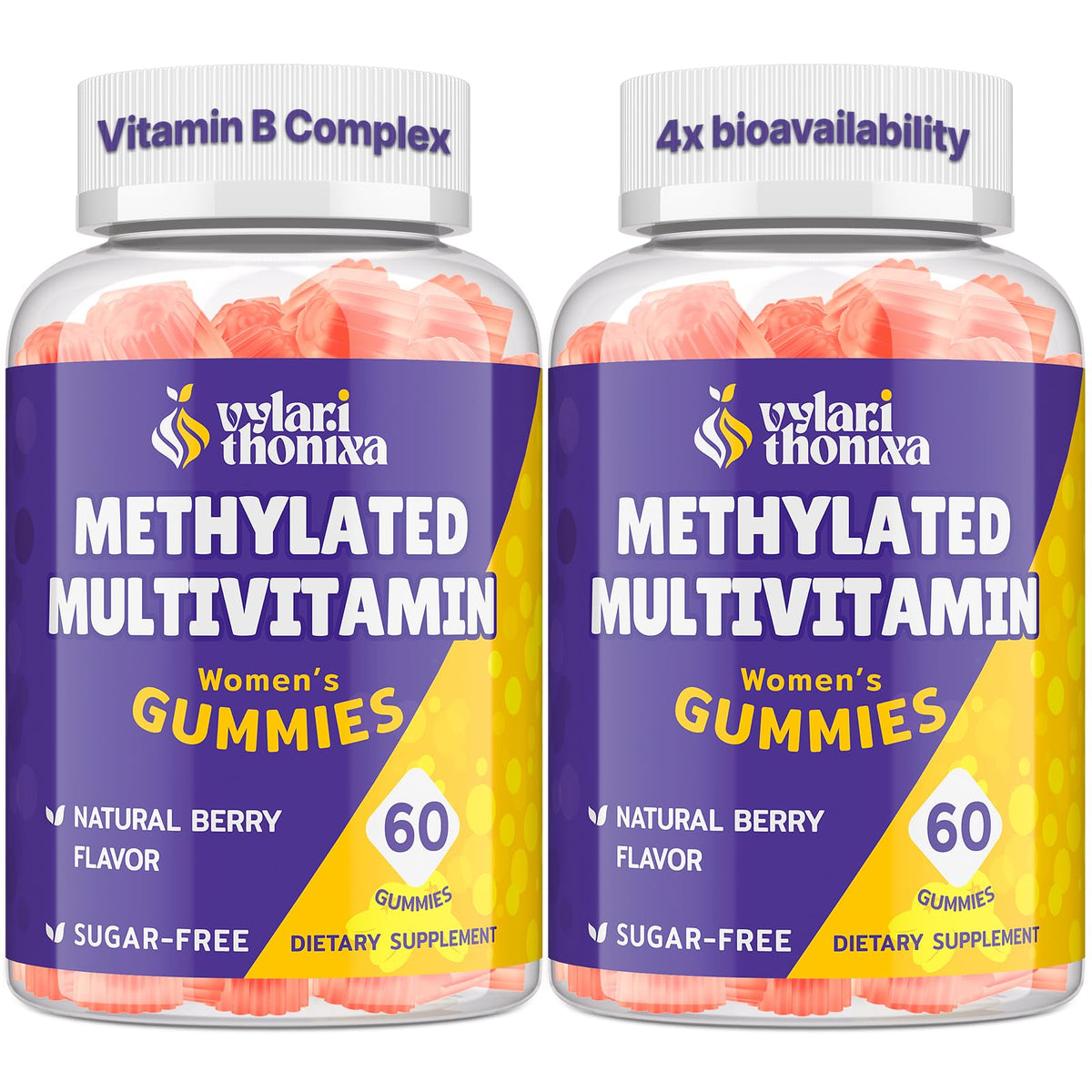 Pot de gummies multivitaminés methylés pour femmes Vylarithonixa, 120 unités