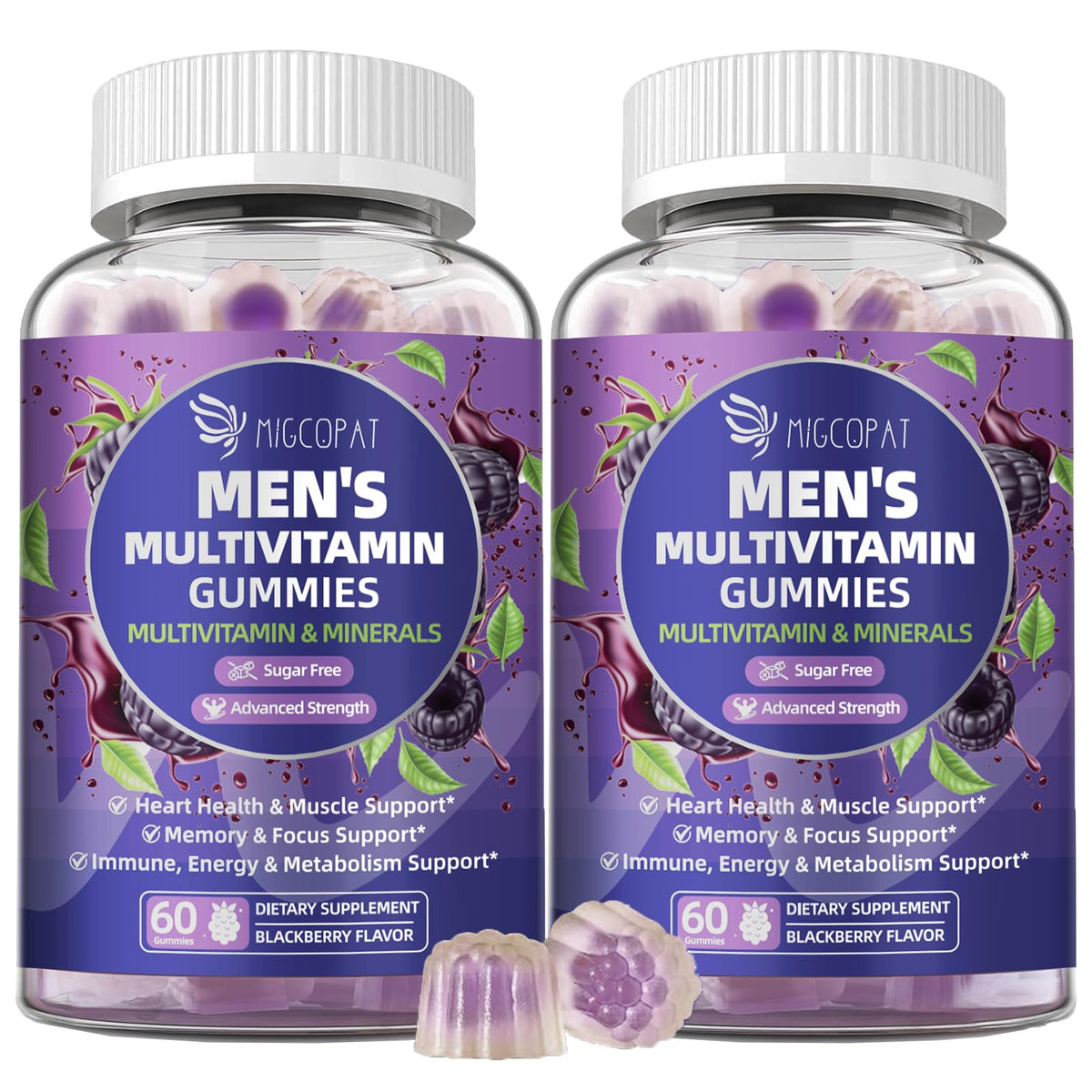 Pot de gummies multivitamines Migcopat pour hommes, 60 gummies