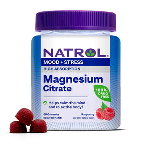 Pot de gummies Natrol au magnésium citrate 60 gummies framboise