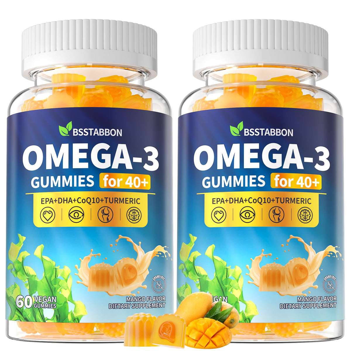 Pot de gummies Omega 3 végétales BSSTABBON 1280mg vue de face
