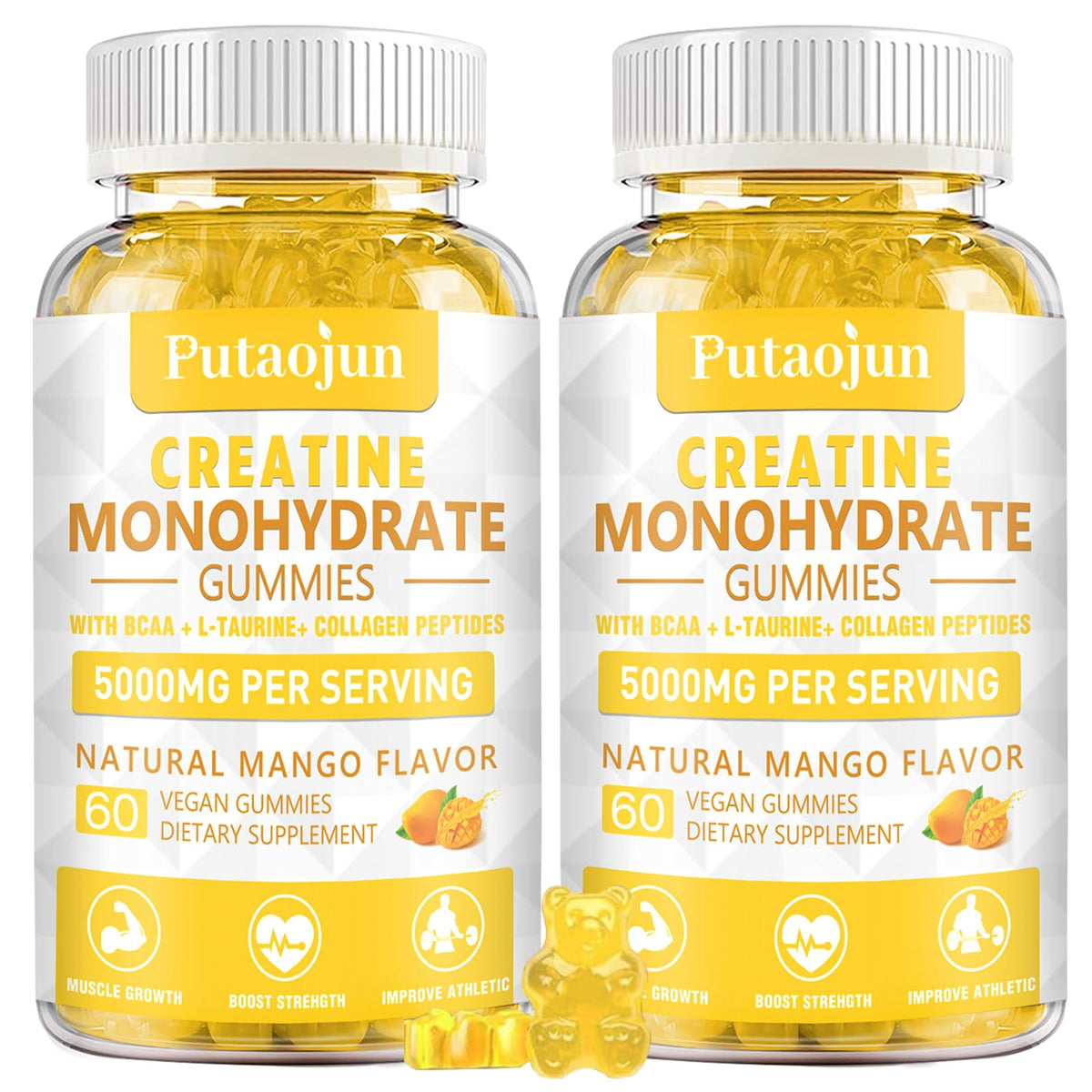 Pot de gummies Putaojun créatine monohydrate 5000mg, 120 gummies