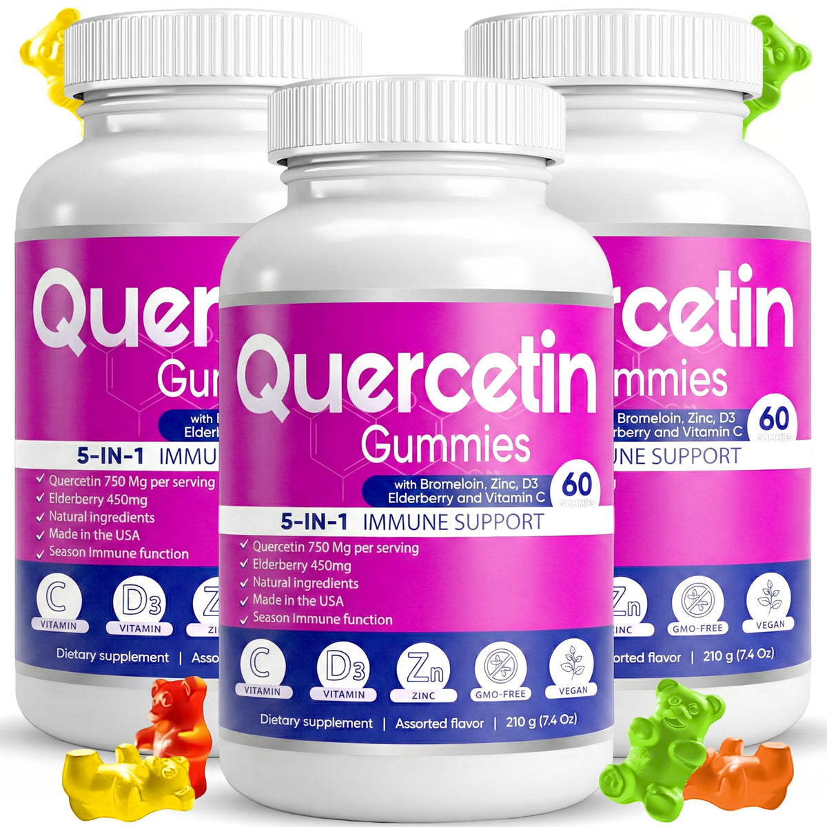 Pot de gummies Quercétine BIO VITALICA 60 gummies vue de face