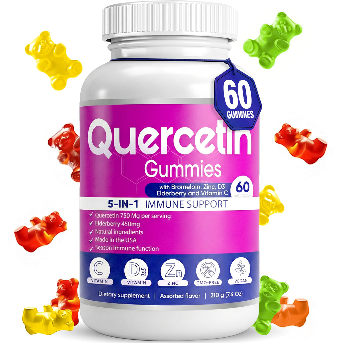 Pot de gummies Quercétine BIO VITALICA avec 60 gummies