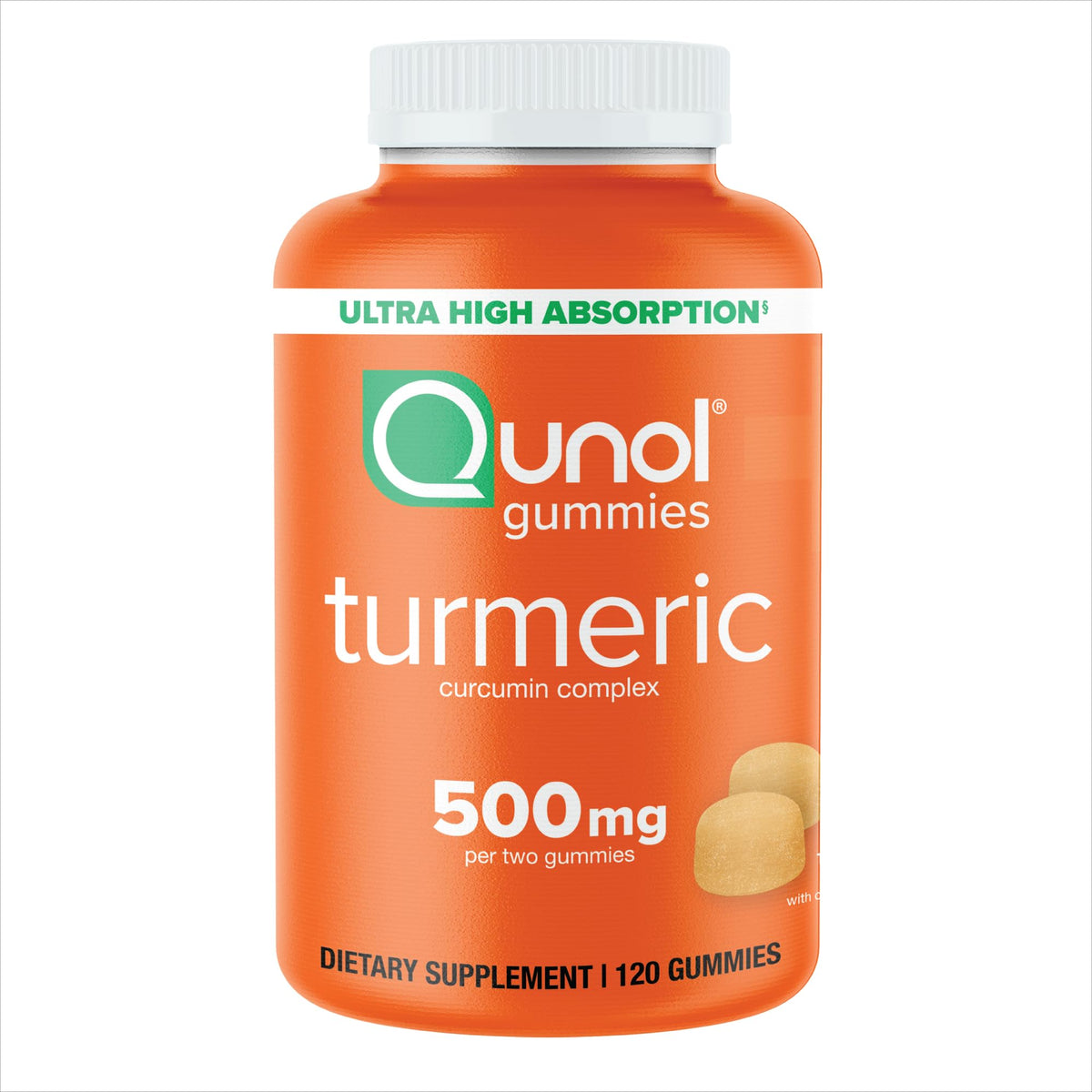 Pot de gummies Qunol Curcuma 500mg vue de face