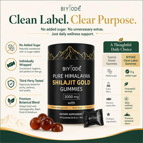 Pot de Gummies Shilajit BIYODE avec étiquette visible