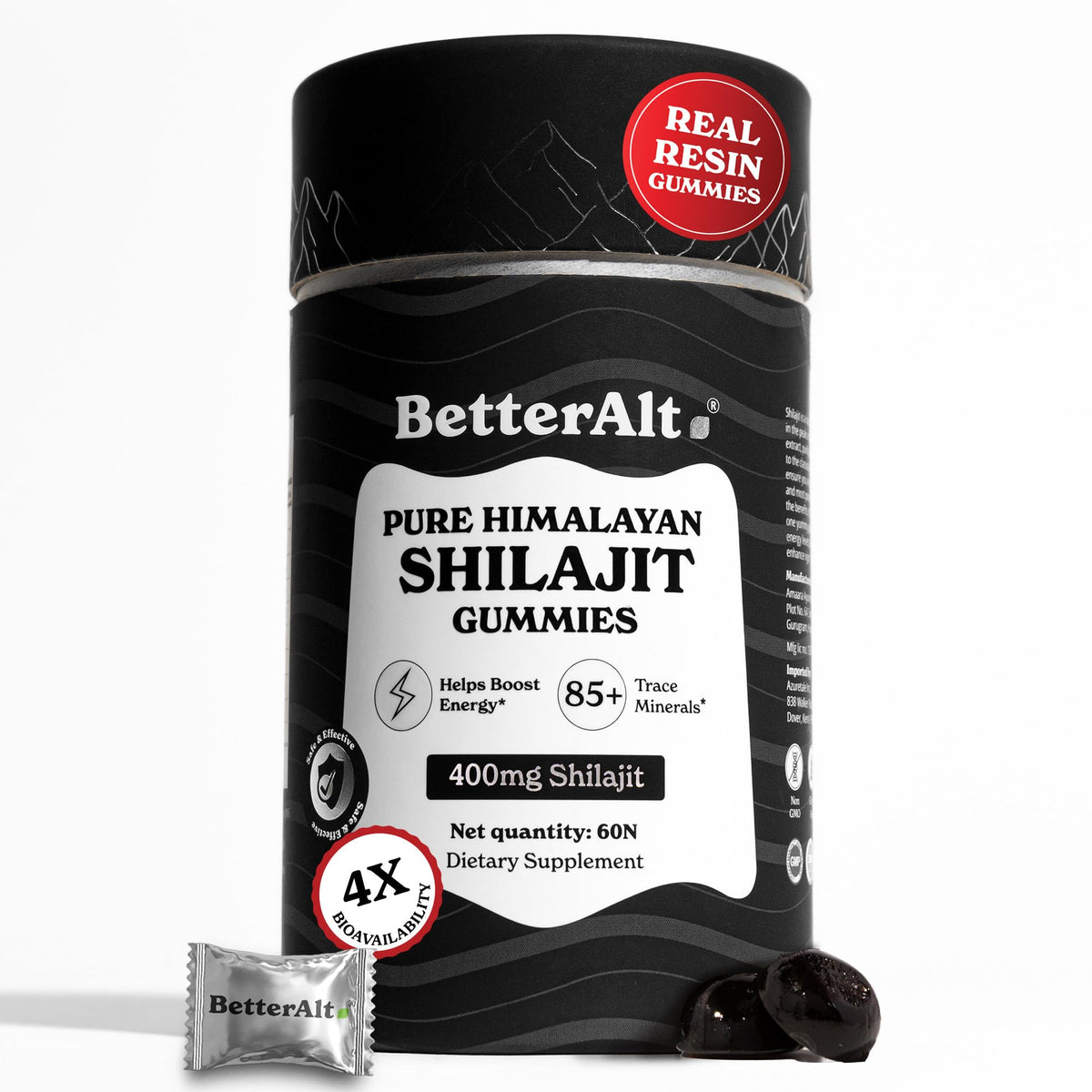 Pot de gummies Shilajit Pur Himalayen de Better Alt, 60 gummies au tamarin