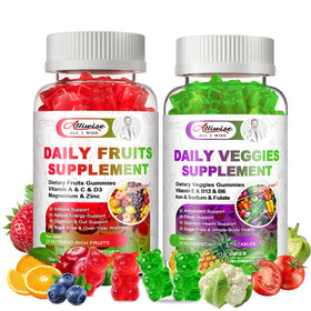Pot de gummies végétaux et fruits Alliwise, 120 gummies