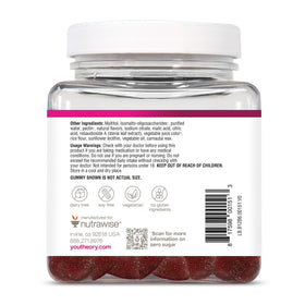 Pot de gummies Youtheory B12B6 avec étiquette visible, sans sucre